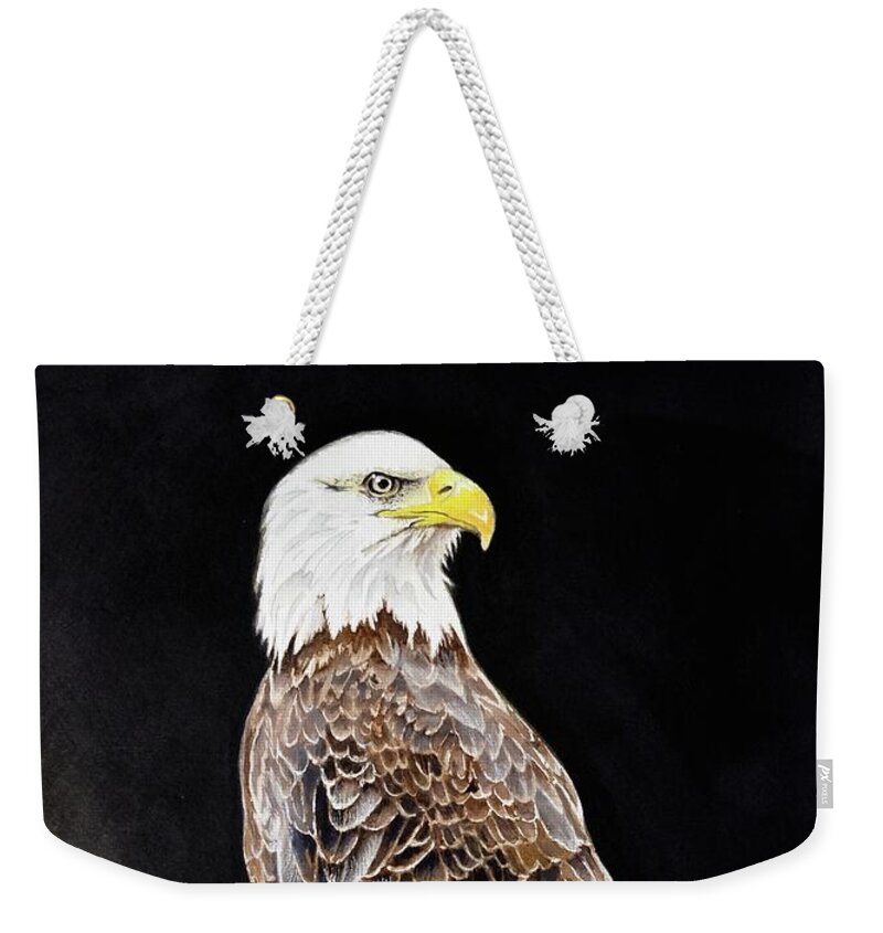 Bird Weekender Tote Bag featuring the painting Bald Eagle by Jeanette Ferguson