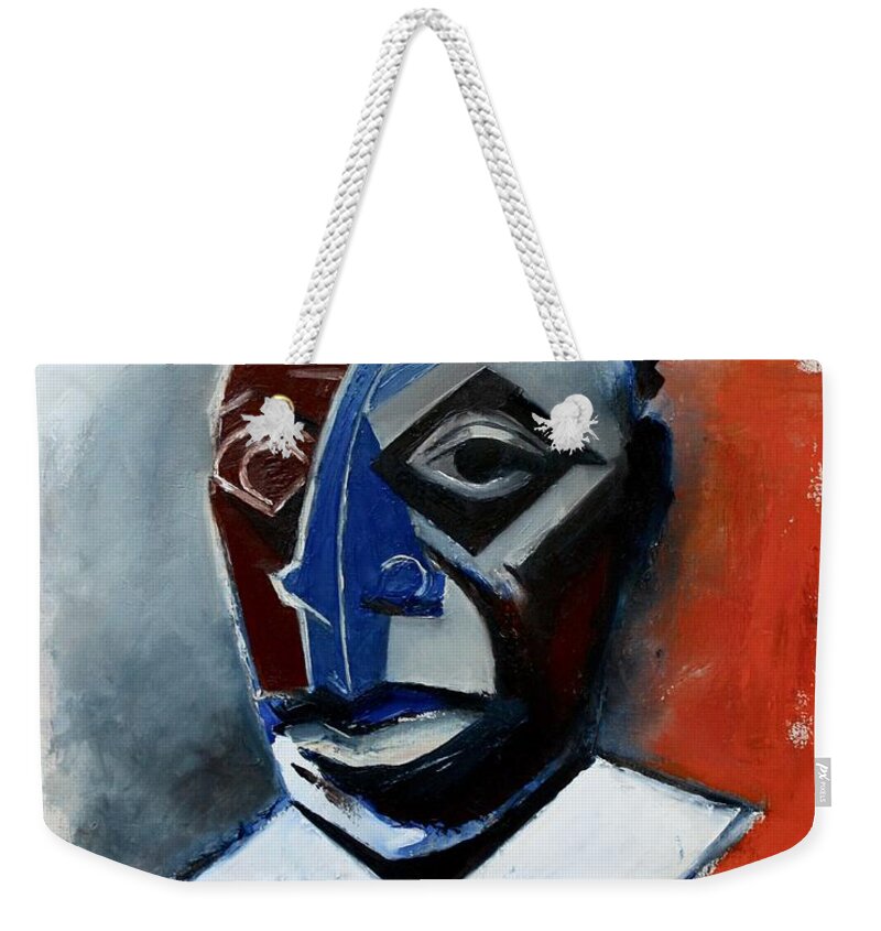 James Baldwin Weekender Tote Bag featuring the painting Baldwin / The Fire Next Time by Martel Chapman