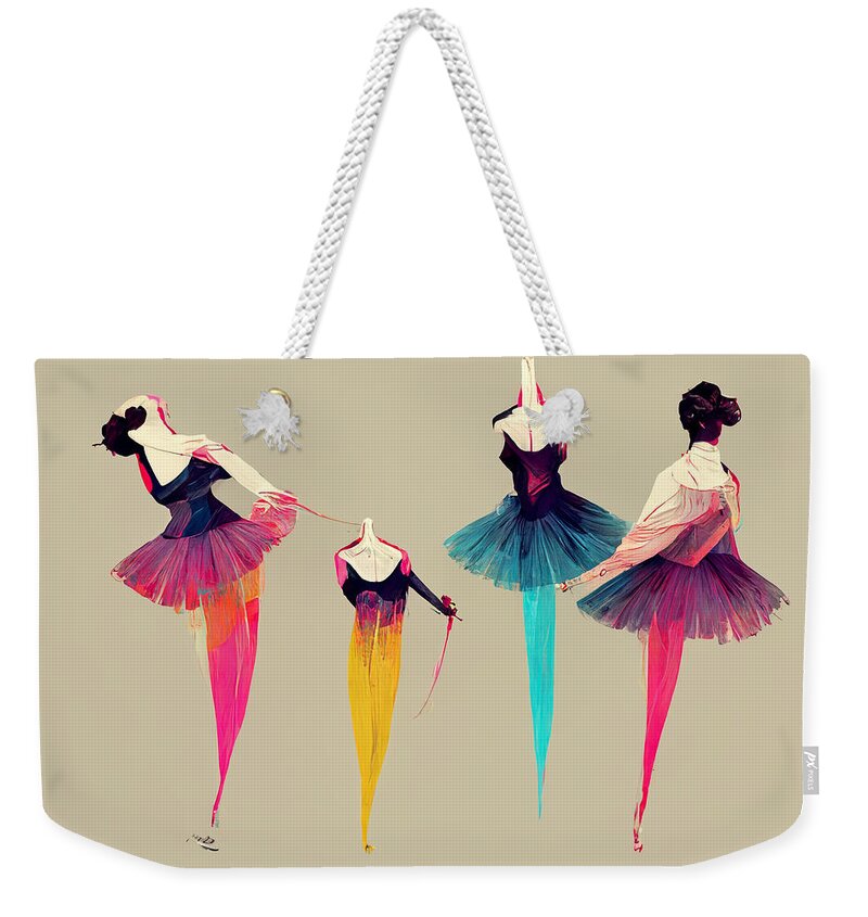 Picture Weekender Tote Bag featuring the painting Ballerina Chain Gang Vector Art Cmyk Bfc4d66e 4484 4ca6 B5bd 7c276a66fe78 by MotionAge Designs