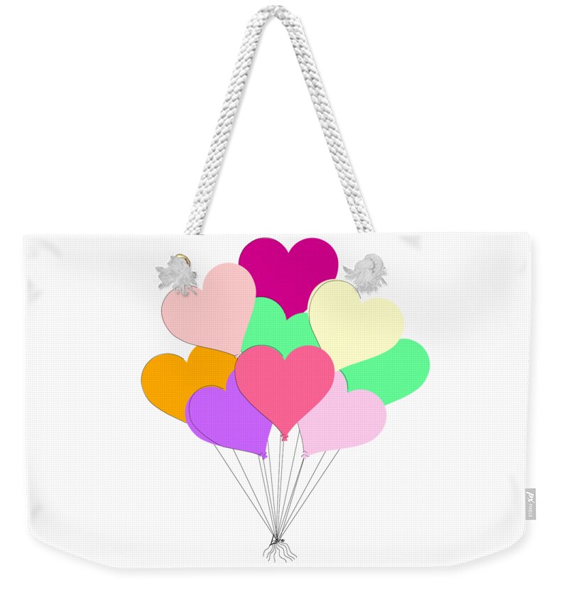 Balloons Weekender Tote Bag featuring the photograph Balloon Bouquet for Valentines Day by Colleen Cornelius