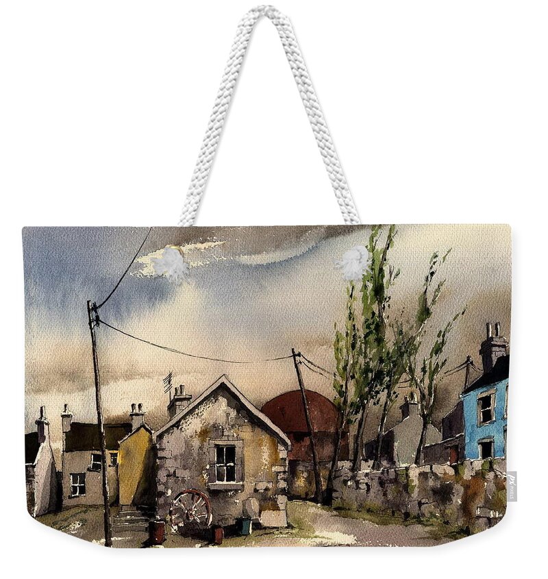  Weekender Tote Bag featuring the painting Ballyknockan Village, Wicklow by Val Byrne