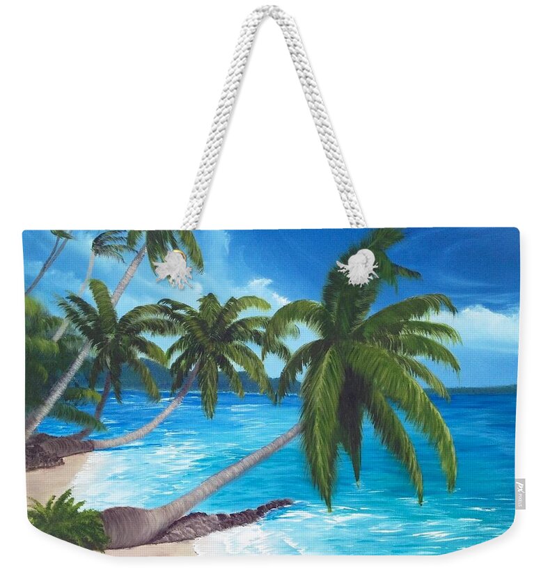 Palm Trees Weekender Tote Bag featuring the painting Balmy Breezes by Marlene Little