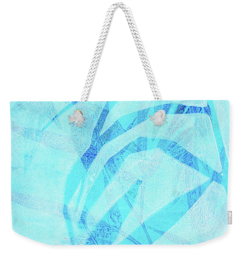 Plant Print Weekender Tote Bag featuring the mixed media Bamboo in Blue by Kristine Anderson
