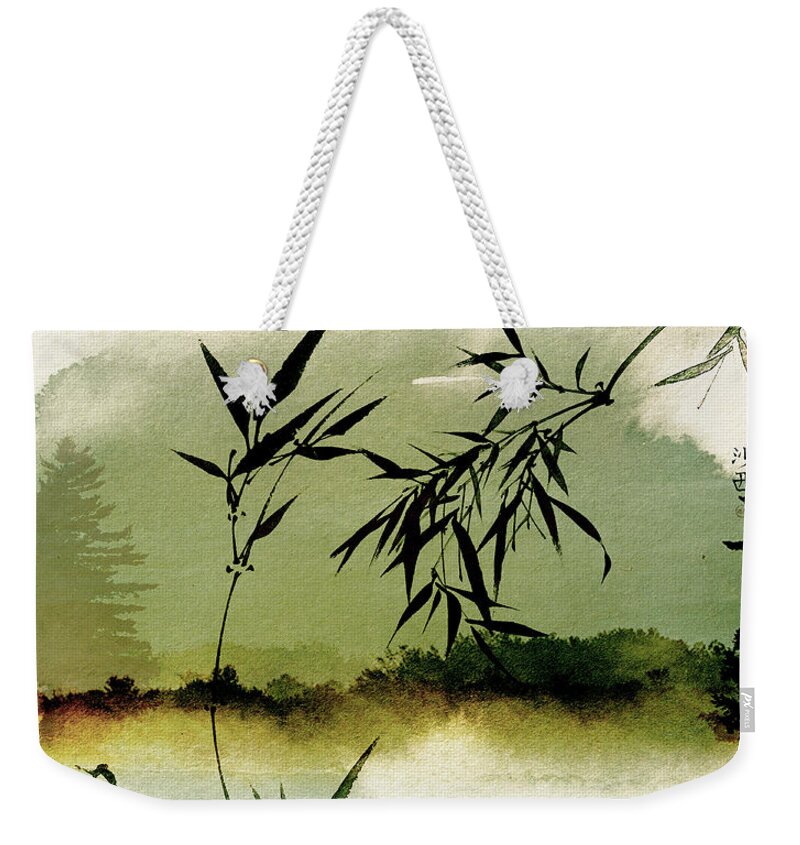 Sunsets Weekender Tote Bag featuring the mixed media Bamboo Sunsset by Colleen Taylor