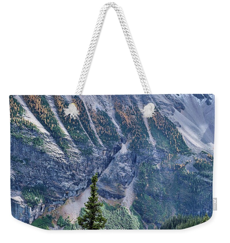 Banff Weekender Tote Bag featuring the photograph Banff Lake Louise Puzzle by Carl Marceau