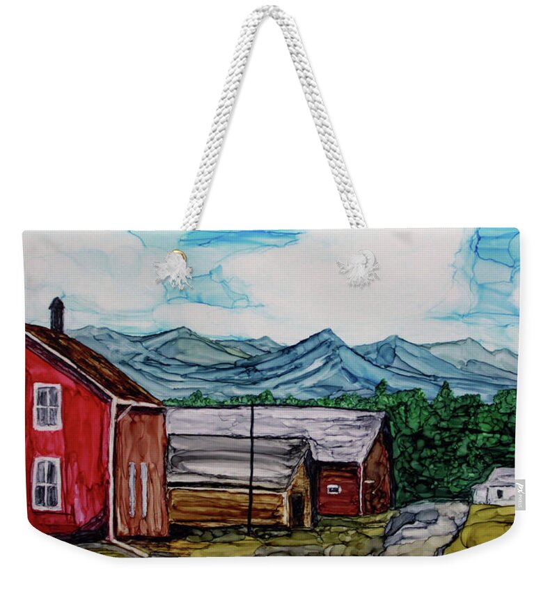 Landscape Weekender Tote Bag featuring the painting Bar U Ranch by Winona's Sunshyne
