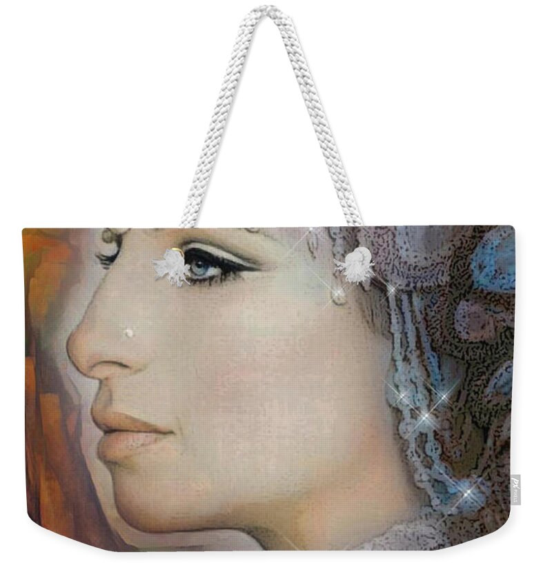  Weekender Tote Bag featuring the digital art Barbra Streisand 12 by Richard Laeton