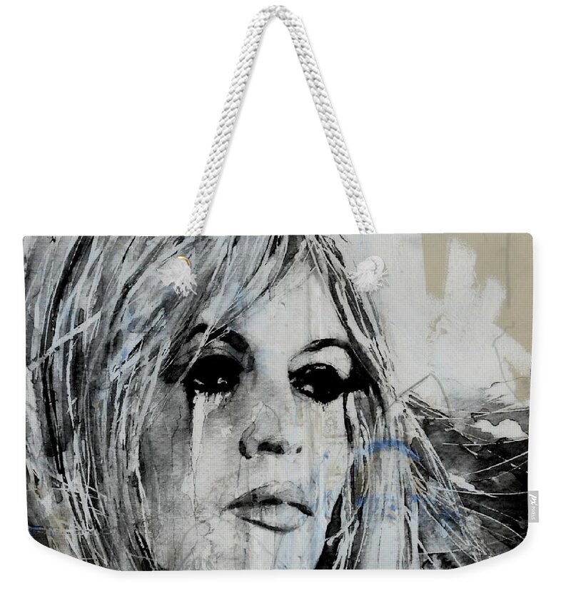 Brigitte Bardot Weekender Tote Bag featuring the painting Bardot - Retro by Paul Lovering