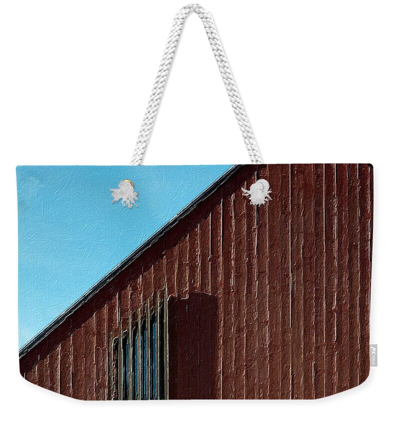 Country Weekender Tote Bag featuring the painting Barn Abstract Modern by Tony Rubino