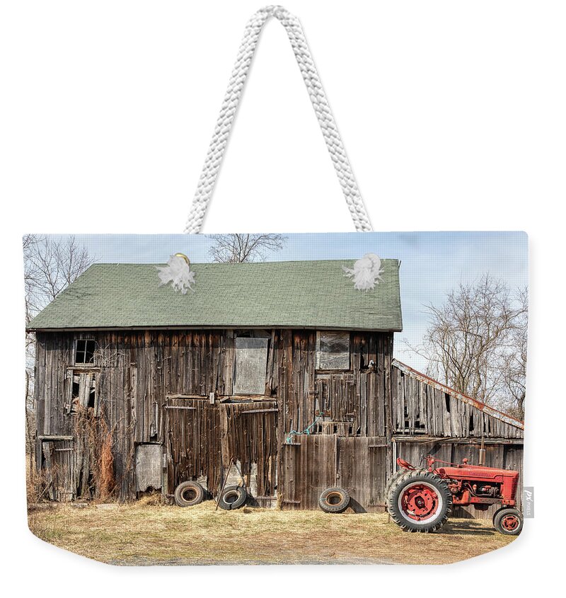 Farm Weekender Tote Bag featuring the photograph Barn on the Canal by David Letts