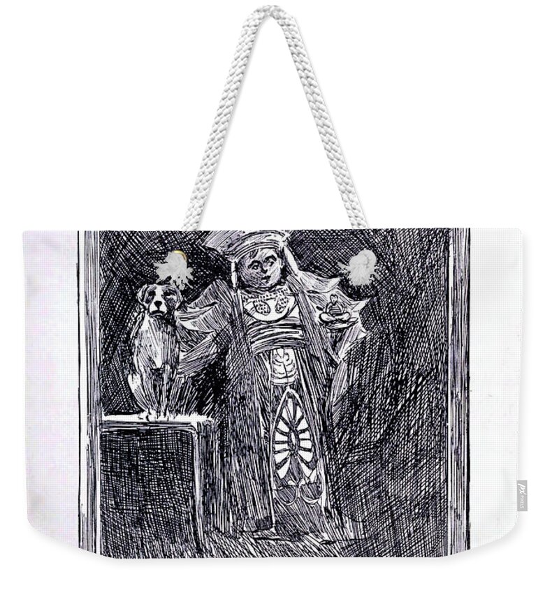 Richard Reeve Weekender Tote Bag featuring the drawing Baron Trump 1893 by Richard Reeve
