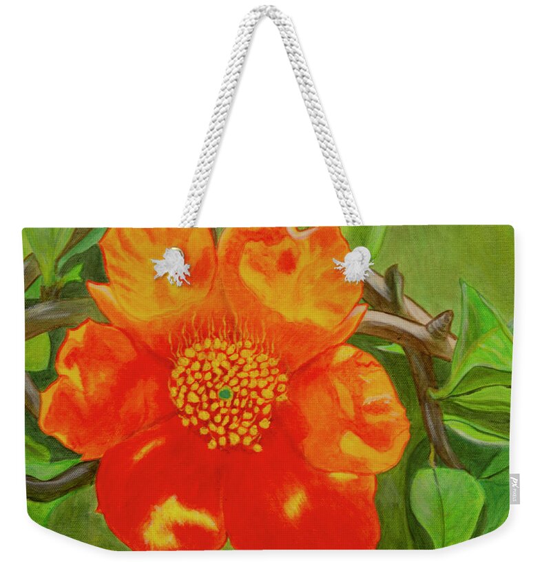 Flower Weekender Tote Bag featuring the painting Basking in the Sun by Donna Manaraze