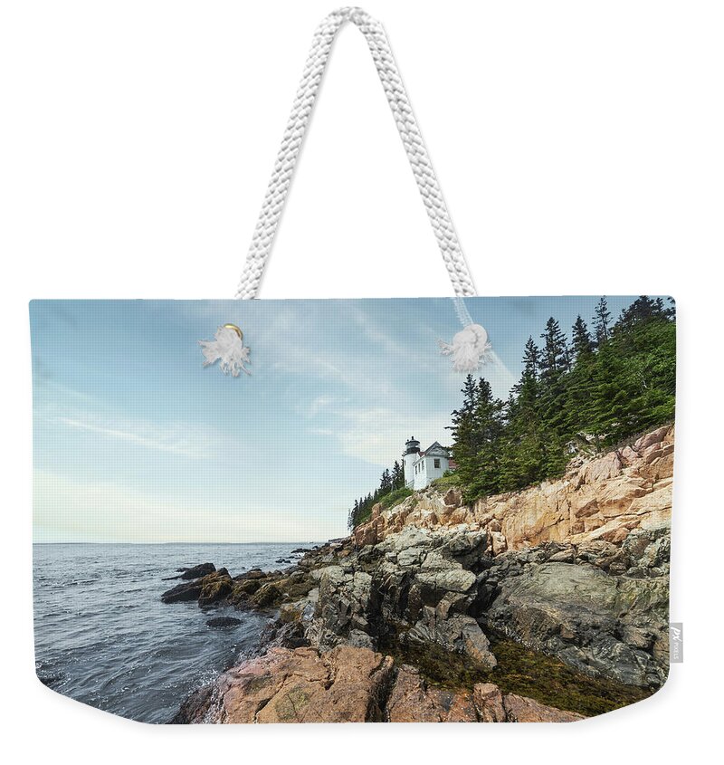 Bass Harbor Weekender Tote Bag featuring the photograph Bass Harbor Head Light Lighthouse by Stacy Abbott