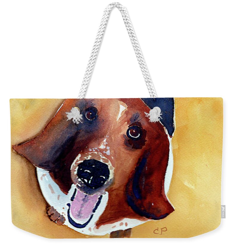 Pet Weekender Tote Bag featuring the painting Basset Hound by Cheryl Prather