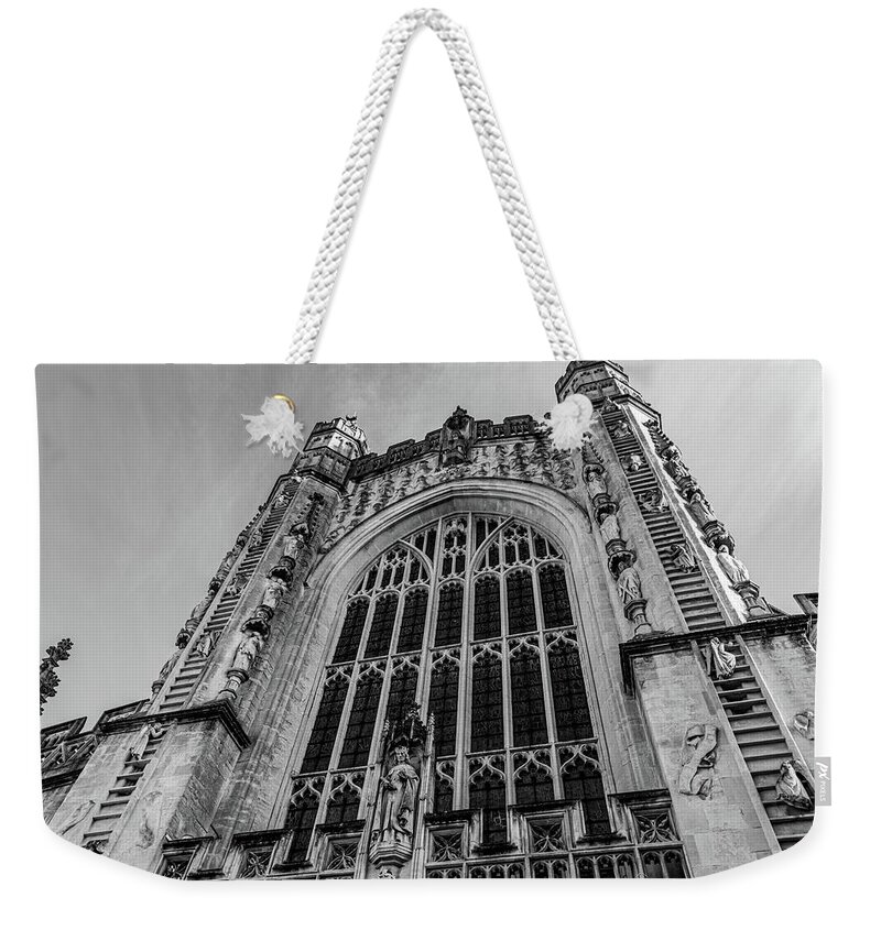 Abbey Weekender Tote Bag featuring the photograph Bath Abbey Black and White by Scott Lyons