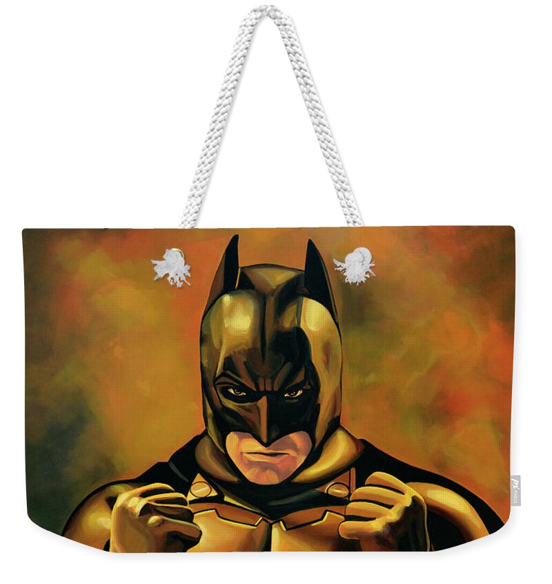 Paul Meijering Weekender Tote Bag featuring the painting Batman the Dark Knight by Paul Meijering