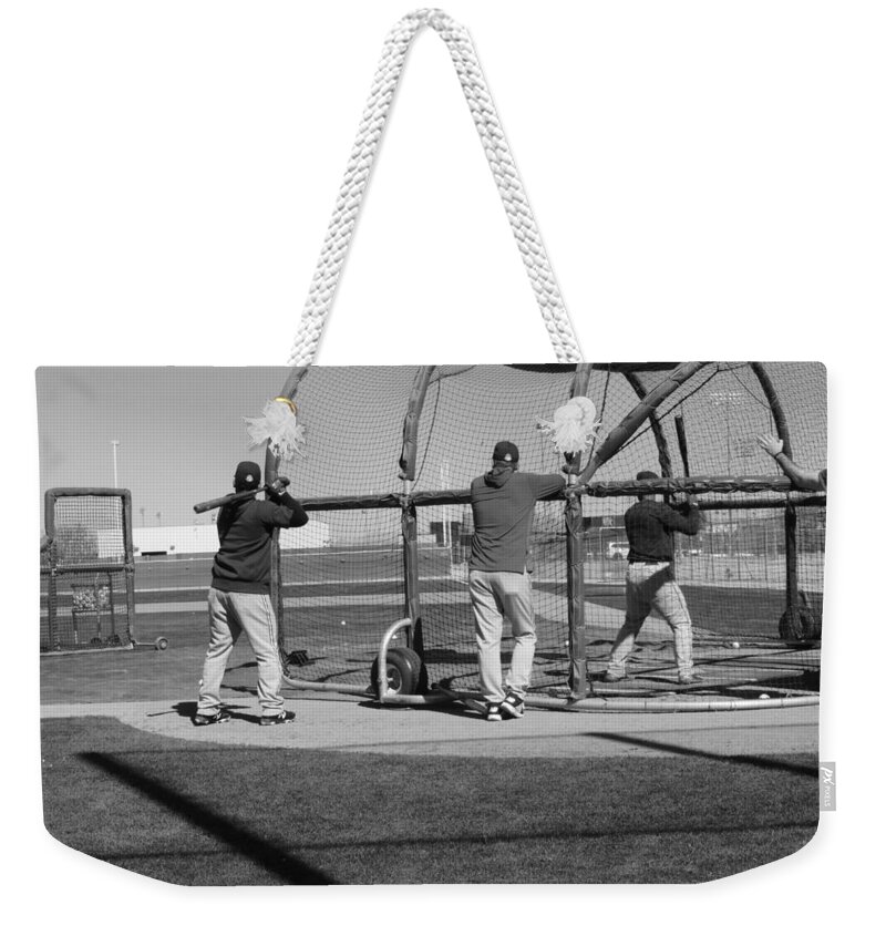 Batting Practice Weekender Tote Bag featuring the photograph Batting Practice by Bill Tomsa