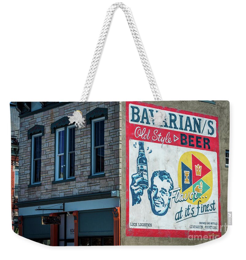 Bavarian Brewing Company Weekender Tote Bag featuring the photograph Bavarian Beer Brick Ad - Covington-Kentucky by Gary Whitton