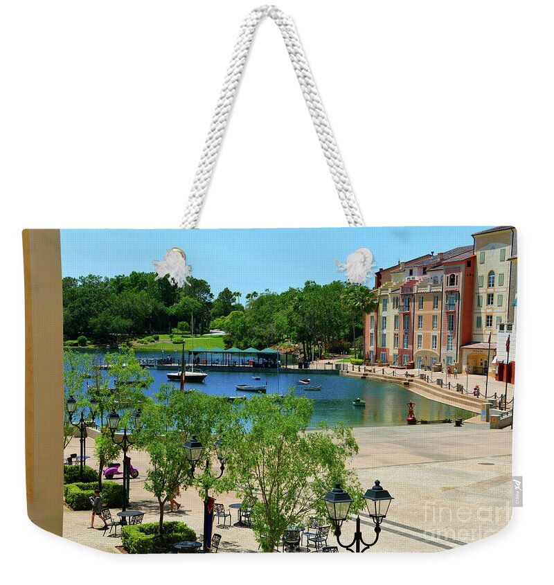 Universal Studios Resort Weekender Tote Bag featuring the photograph Bay area Portofino Hotel by David Lee Thompson