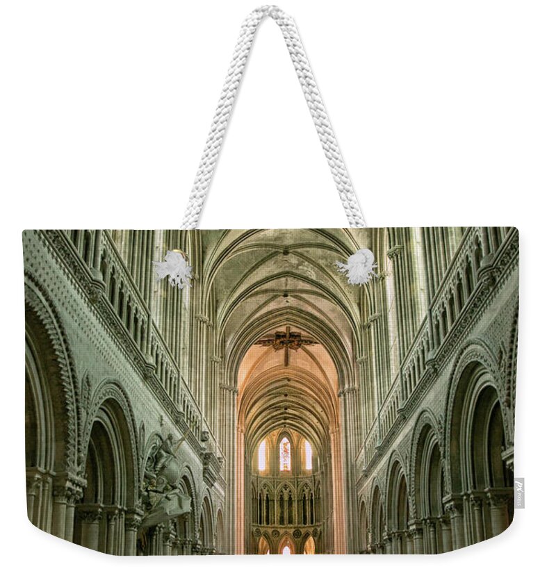 Cathedral Weekender Tote Bag featuring the photograph Bayeux Cathedral 2 by Lisa Chorny