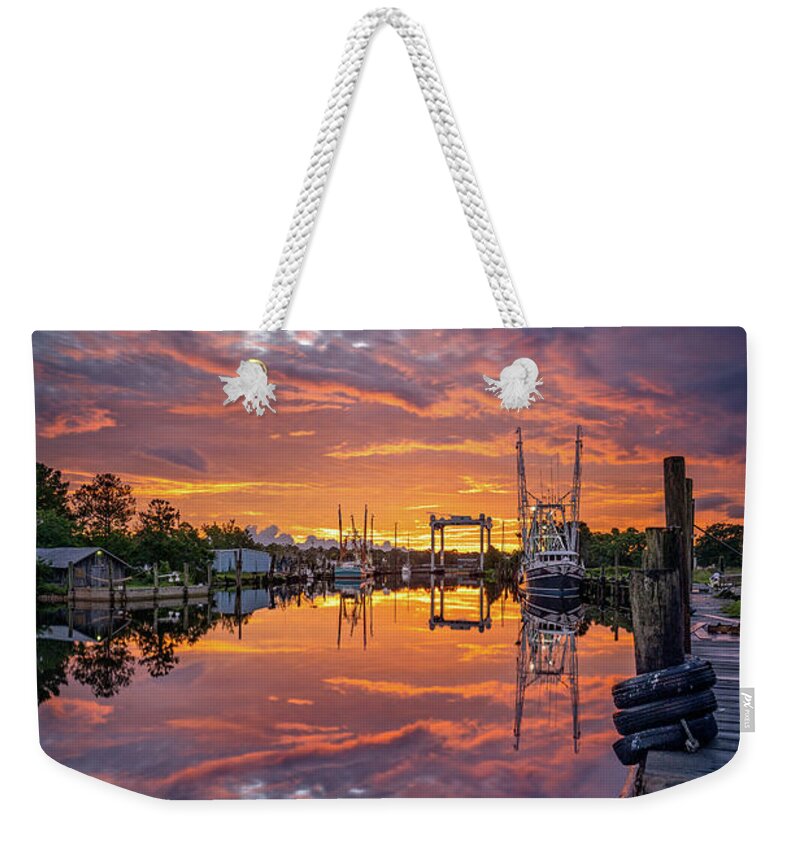 Bayou Weekender Tote Bag featuring the photograph Bayou Sunrise by Brad Boland