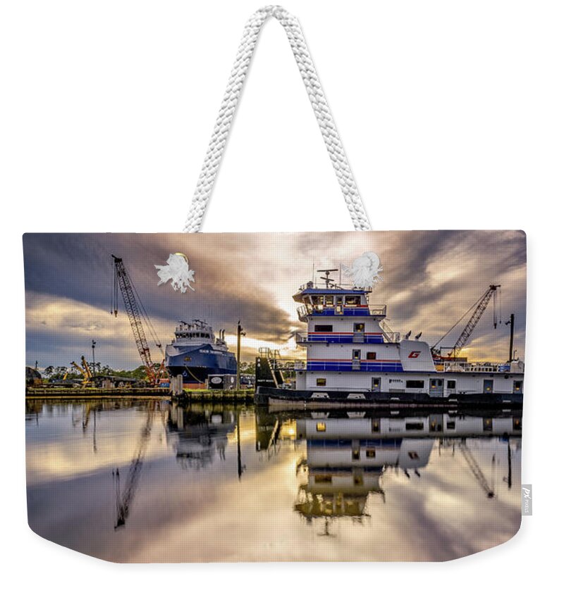Sunset Weekender Tote Bag featuring the photograph Bayou Sunset Drama by Brad Boland