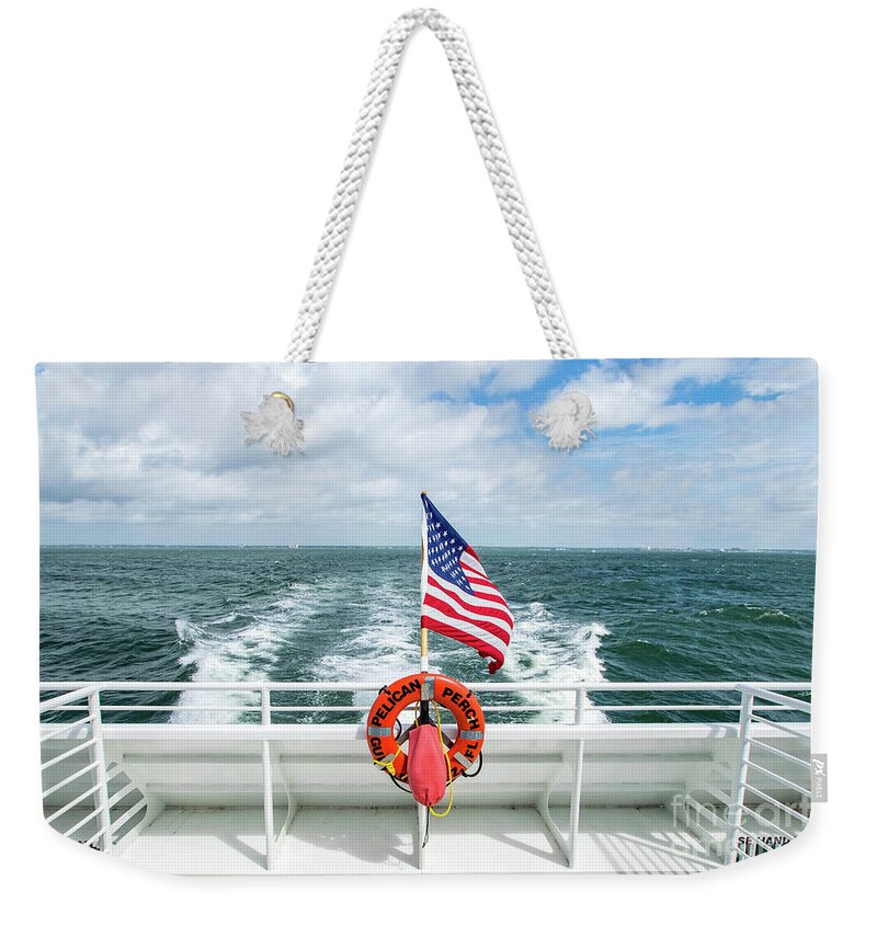 Pensacola Weekender Tote Bag featuring the photograph Bayside Ferry View by Beachtown Views