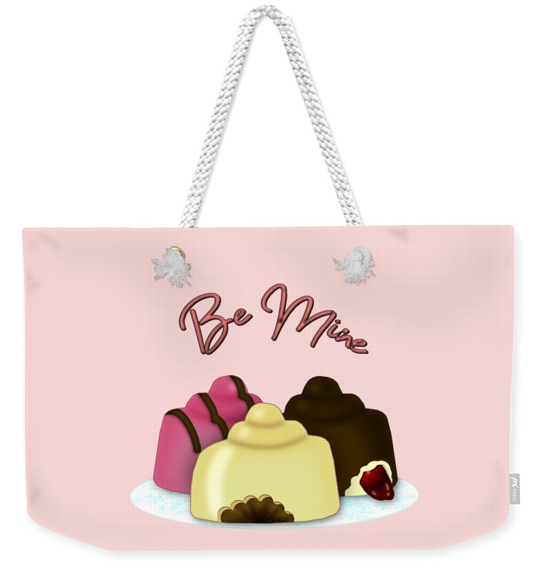 Assorted Chocolates Weekender Tote Bag featuring the photograph Be Mine Valentine's Day Candy by Colleen Cornelius