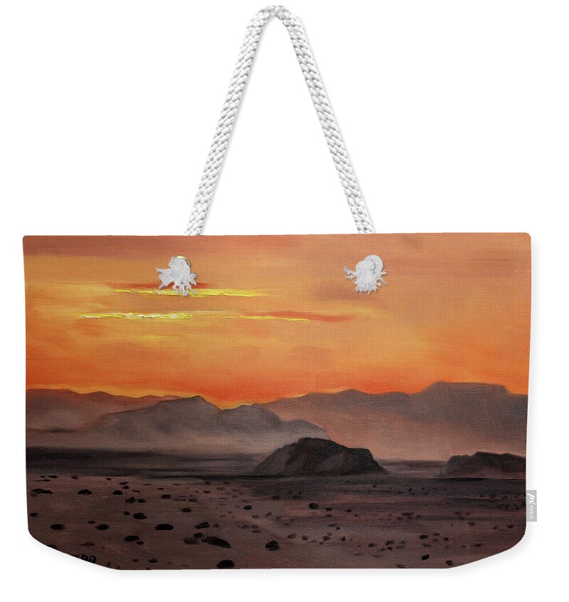 Be Still And Know I Am God Weekender Tote Bag featuring the painting Be Still And Know I Am God Psalm 46-10 by Anthony Falbo