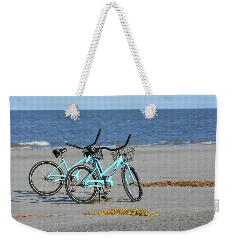Beach Weekender Tote Bag featuring the photograph Beach Bikes by Jerry Griffin