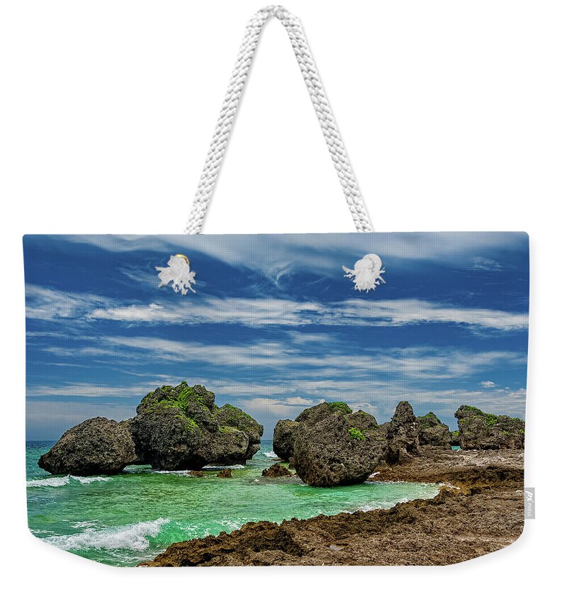 Christopher Holmes Weekender Tote Bag featuring the photograph Beach Boulders by Christopher Holmes