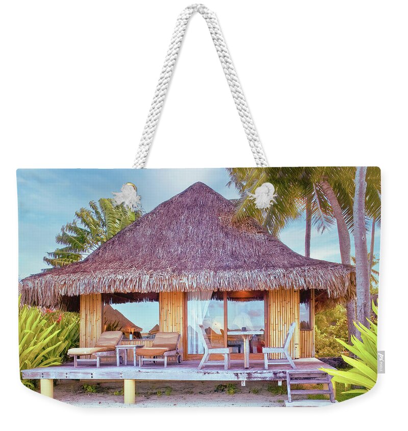 Beach Weekender Tote Bag featuring the photograph Beach House In Bora Bora by Gary Slawsky