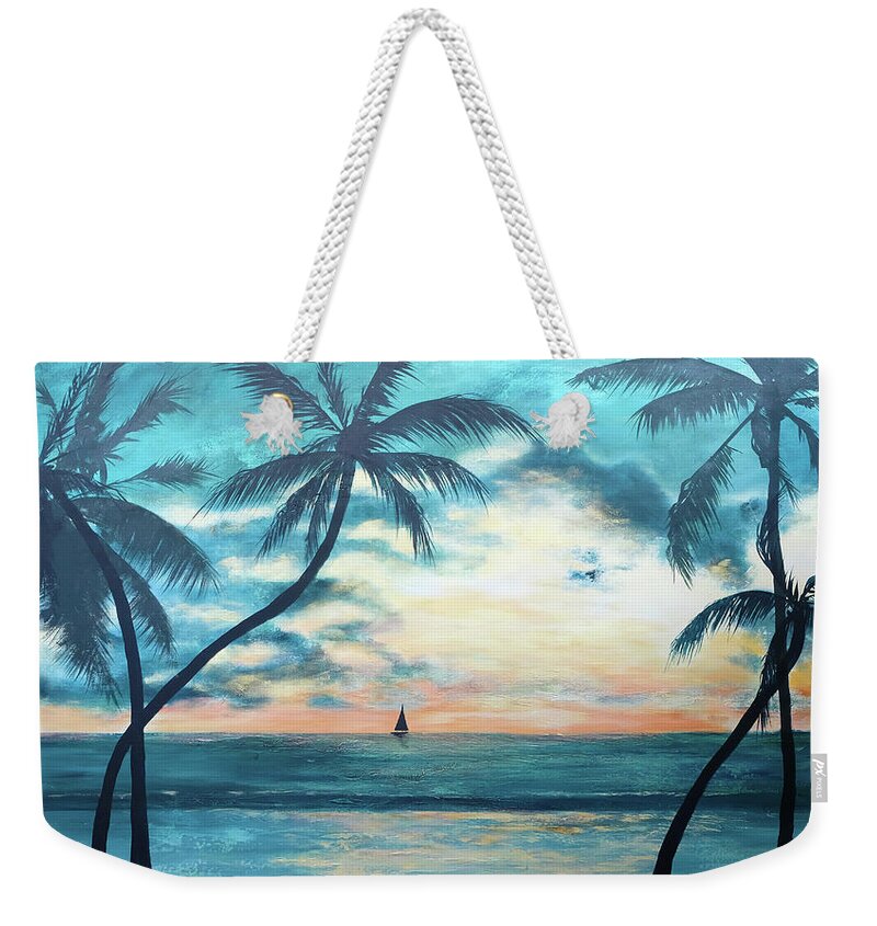 Hawaii Weekender Tote Bag featuring the painting Beach Palms by Katrina Nixon
