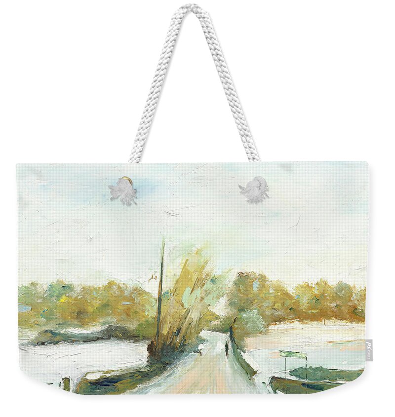 Snow Weekender Tote Bag featuring the painting Beach Road, Llantwit Major by Roger Clarke