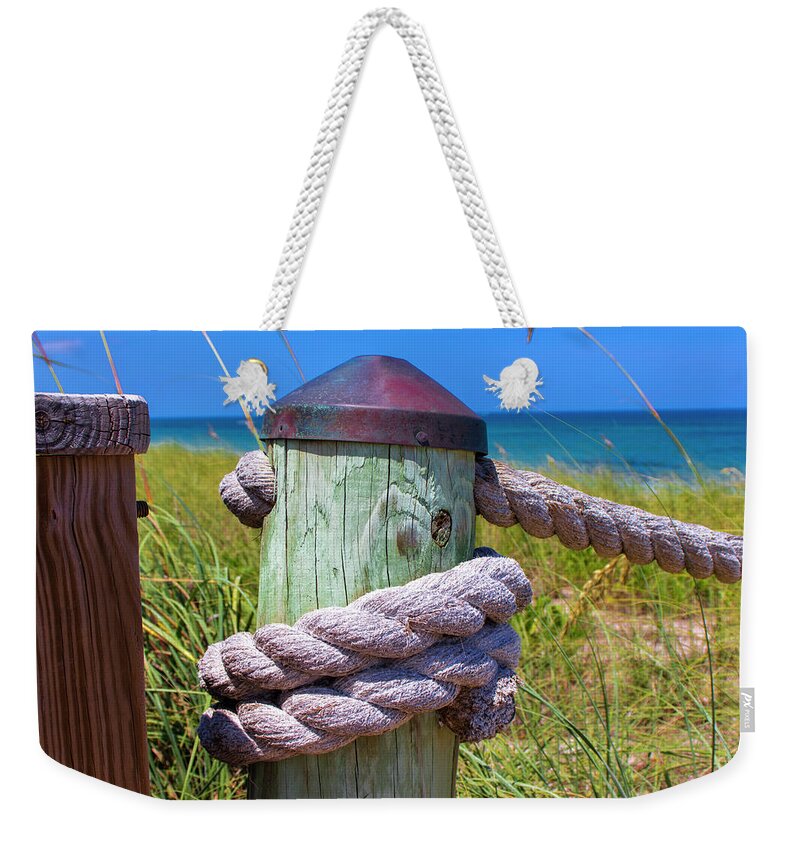 Rope Weekender Tote Bag featuring the photograph Beach Path Ropes by Blair Damson