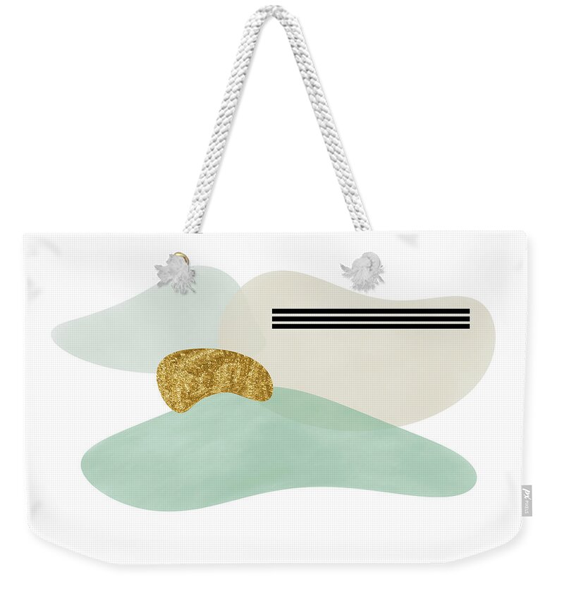 Abstract Weekender Tote Bag featuring the photograph Beach Tone Abstract with Gold and Black Features by Alison Frank