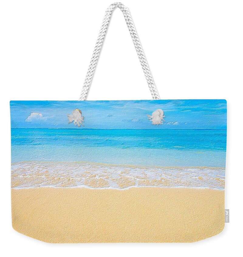 Wave Weekender Tote Bag featuring the painting Beach Wave Ocean Sea Landscape Sky by Tony Rubino