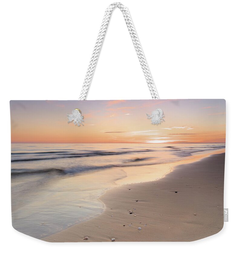 Beach Sunset Weekender Tote Bag featuring the photograph Beach Welcoming Twilight by Angelo DeVal