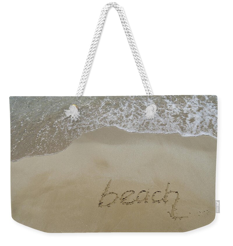 Dream Beach Weekender Tote Bag featuring the photograph Beach, Written In Fine Sand by Adriana Mueller