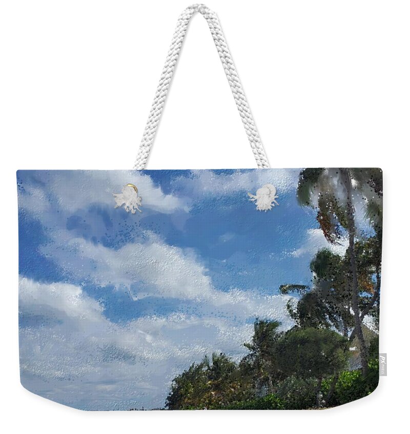 Sky Weekender Tote Bag featuring the digital art Beachcombing by Debra Baldwin
