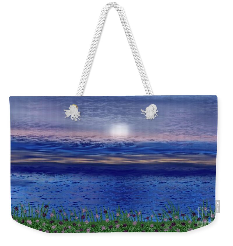 Sunrise Weekender Tote Bag featuring the digital art Beachside sunrise by Elaine Rose Hayward