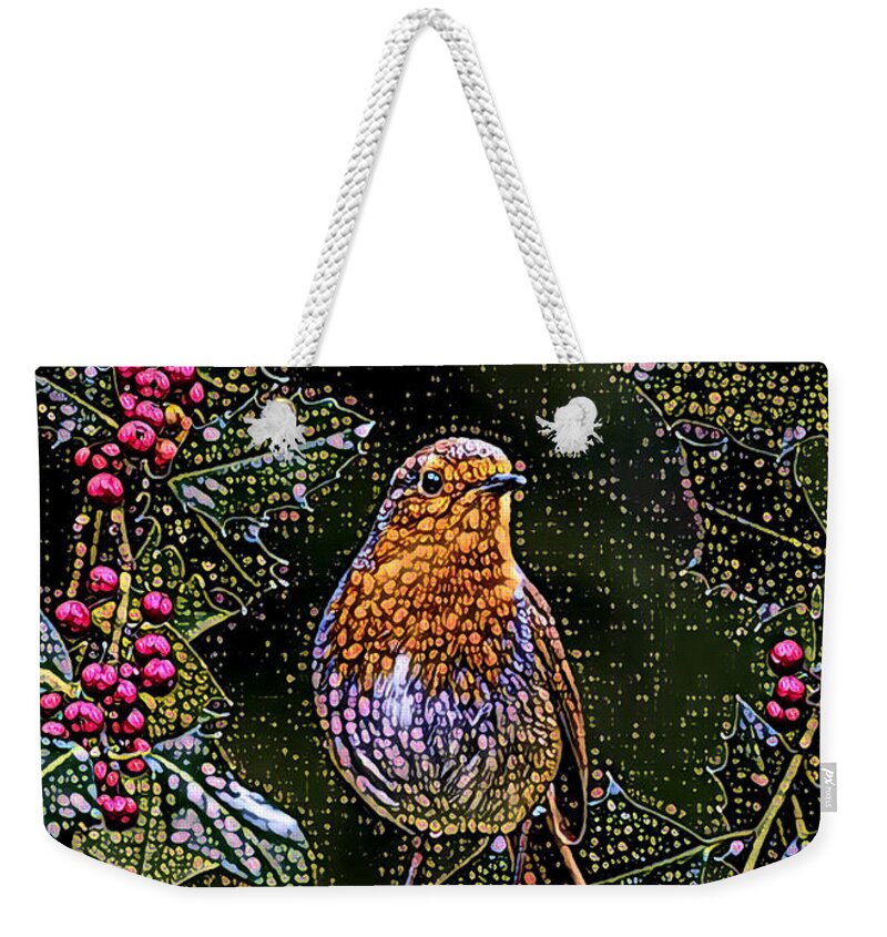 Bird Weekender Tote Bag featuring the digital art Beaded Bird by Juliette Becker