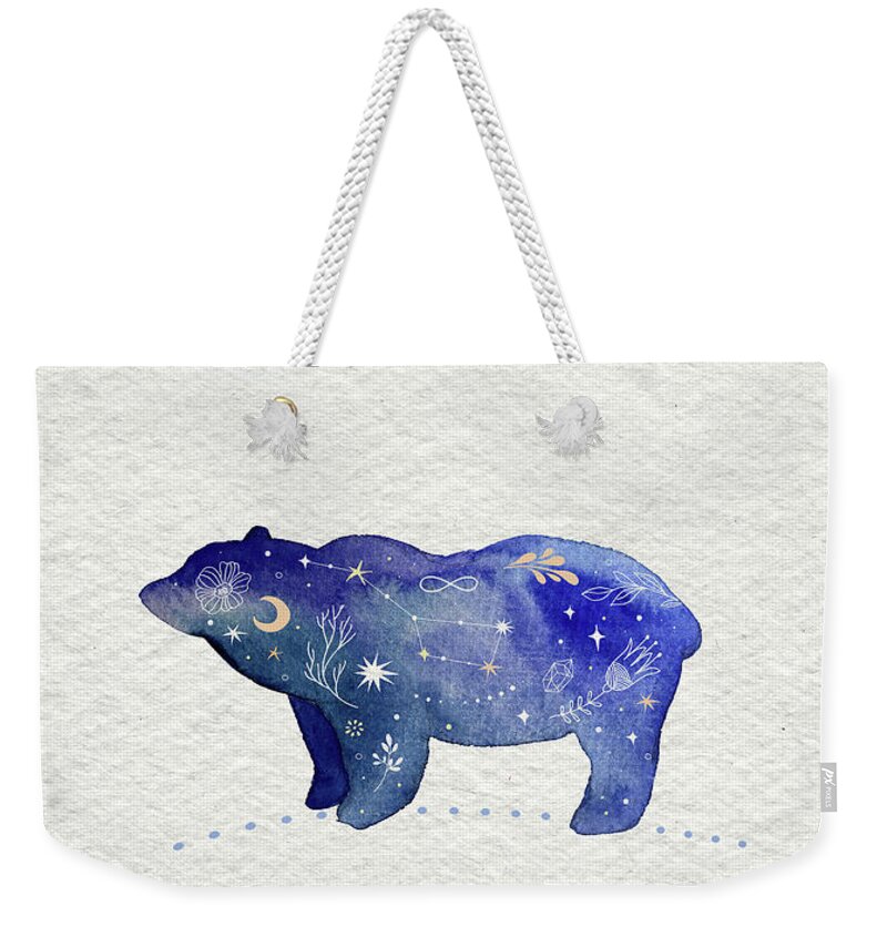 Bear And Moon Weekender Tote Bag featuring the painting Bear And Moon by Garden Of Delights