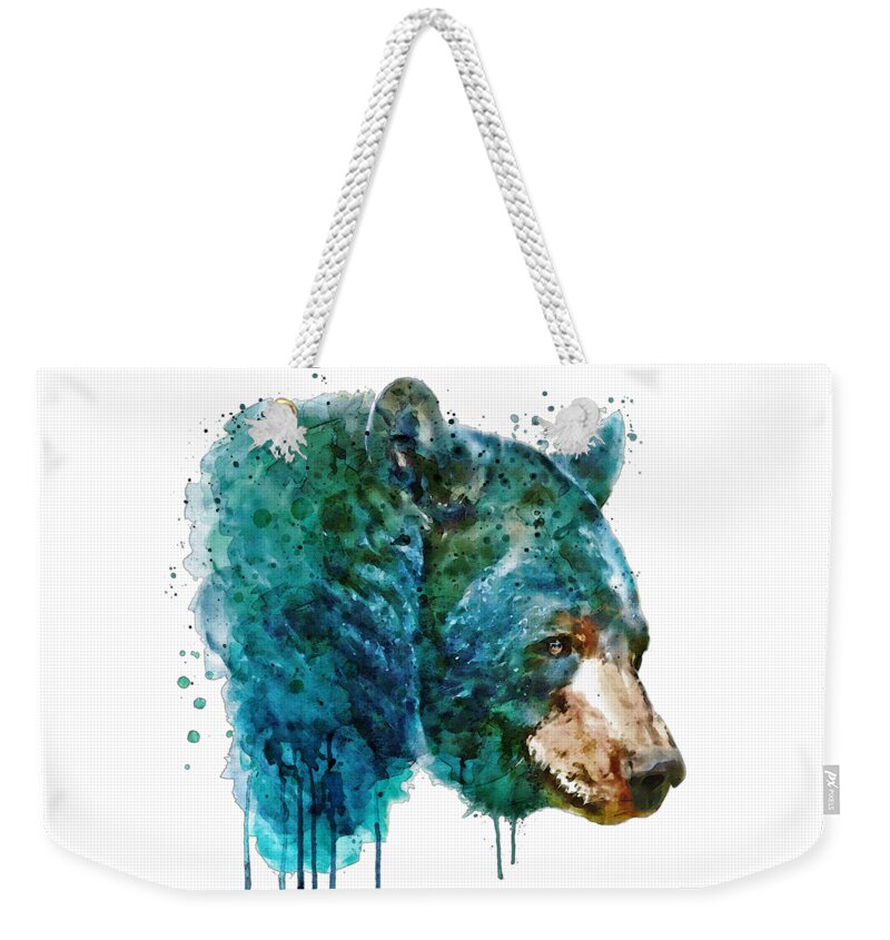 Marian Voicu Weekender Tote Bag featuring the painting Bear Head by Marian Voicu