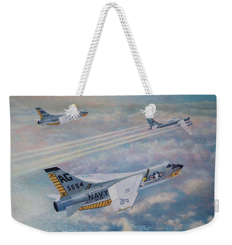 Aviationart Weekender Tote Bag featuring the painting Bear Intercept by Douglas Castleman
