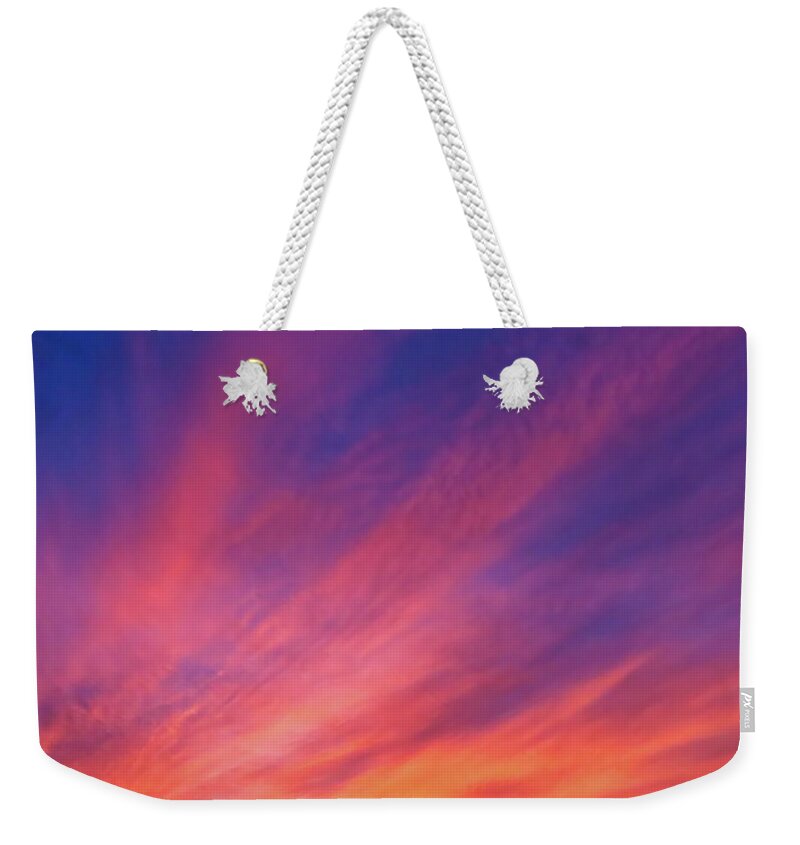 Radiant Weekender Tote Bag featuring the photograph Beautiful Arizona Sunset Rays by Judy Kennedy