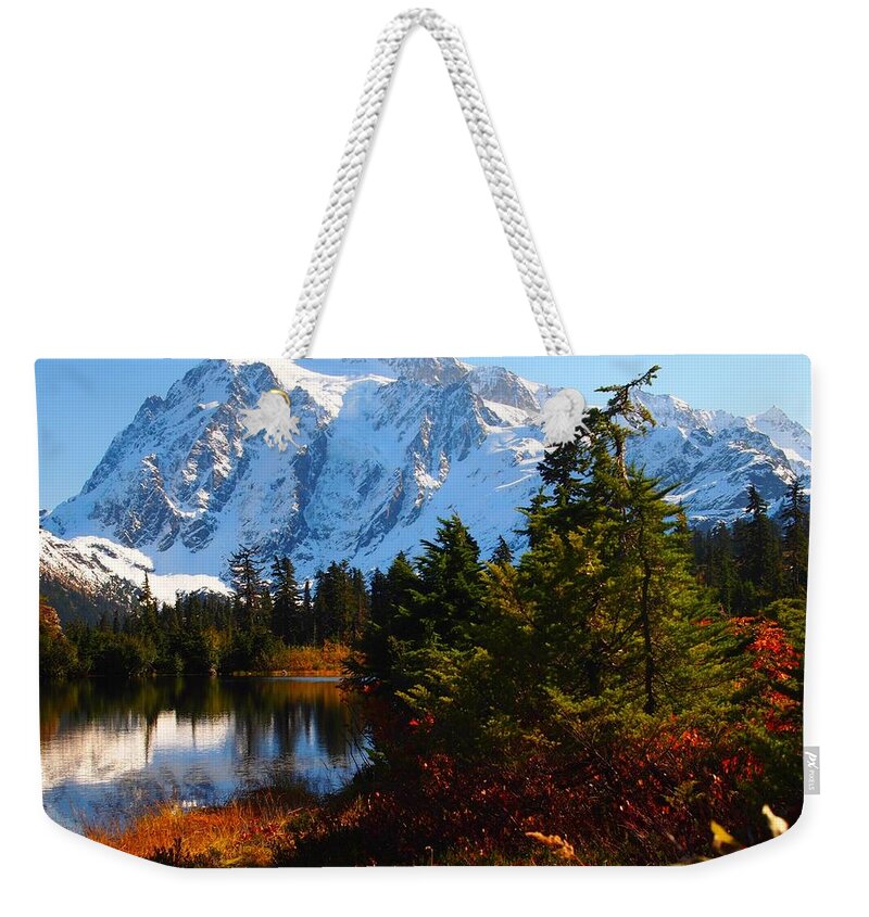 Mt. Shuksan Weekender Tote Bag featuring the photograph Beautiful Autumn at Shuksan by Sandra Peery