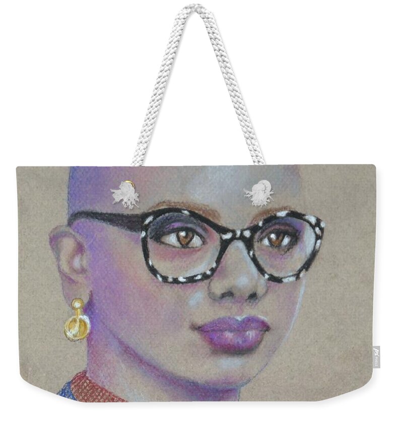 Bald Woman Weekender Tote Bag featuring the drawing Beautiful, Bold, Bald by Jayne Somogy