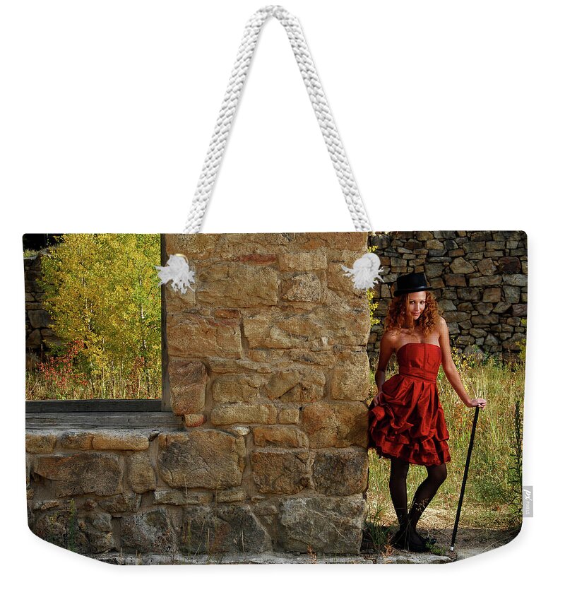 Exclusive Weekender Tote Bag featuring the photograph Beautiful Chorus Girl in a Ghost Town Fine Art Photography by Mark Stout
