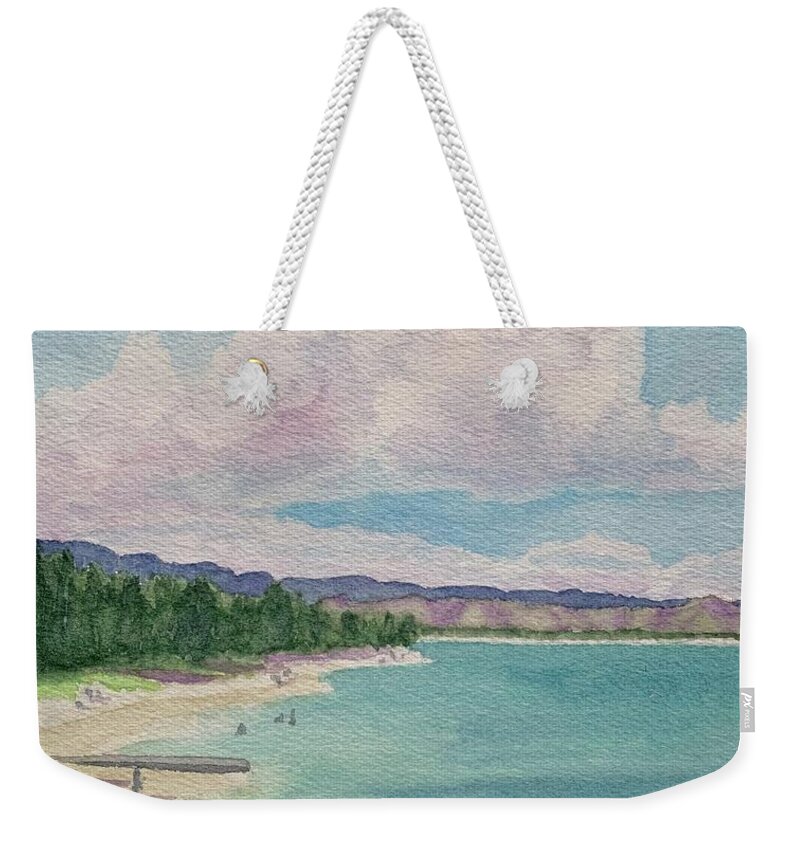 Kailua Weekender Tote Bag featuring the painting Beautiful Kailua Beach by Sue Carmony